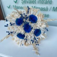 Buchet Mireasa Alb-Albastru