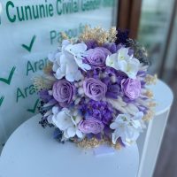 Buchet Mireasa Alb-Mov