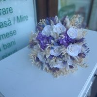 Buchet Mireasa Alb-Mov