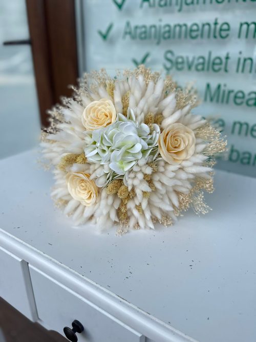 Buchet Mireasa Alb-Auriu
