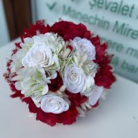 Buchet Mireasa Alb-Rosu