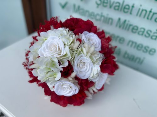 Buchet Mireasa Alb-Rosu