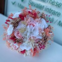 Buchet Mireasa Alb-Roz-Rosu